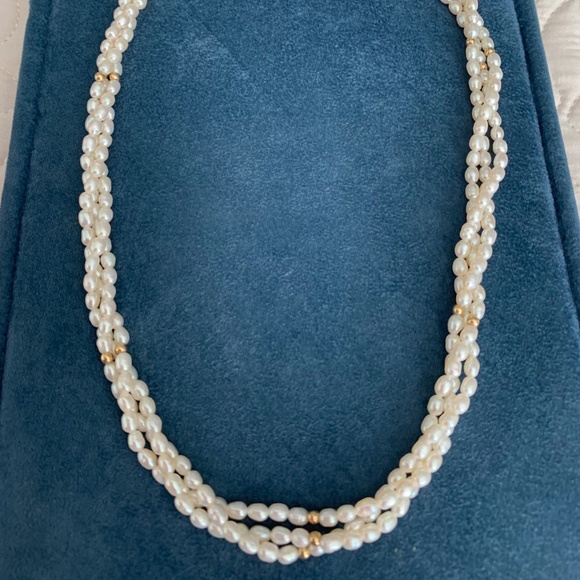 Genuine Freshwater Seed Pearl w/14K Gold Bead Accents and Clasp Necklace - Picture 1 of 8